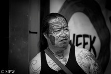 Queen Street Auckland city, black and white photo by Mike Wheelton